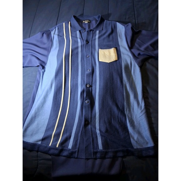 Vintage Men‎ Silversilk 2pc walking leisure Suit 3X Pant 44 Blue Knit